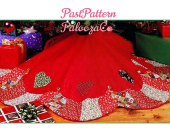 Vintage Sewing Pattern 42" Patchwork Hearts Christmas Tree Skirt PDF Instant Digital Download Applique