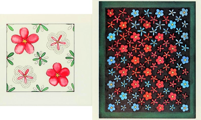 Vintage Sewing Pattern Country Rose Flowers Bed Quilt PDF Instant Digital Download Full Bloom Roses Cotton Applique Block Quilting 104x120 immagine 3
