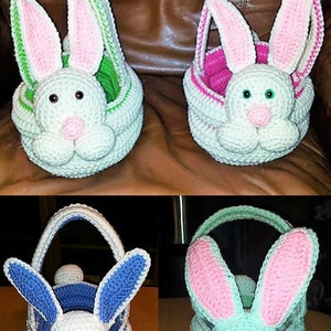 Vintage Crochet Pattern Plush Bunny Easter Egg Basket PDF Instant Digital Download 10 Ply Quick Easy Plush Amigurumi image 2