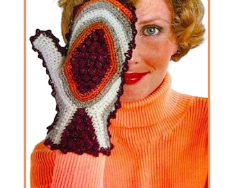 Vintage Crochet Pattern Womens Mittens Hazelnut Picot Stitch Mitts PDF Instant Digital Download Retro 70s