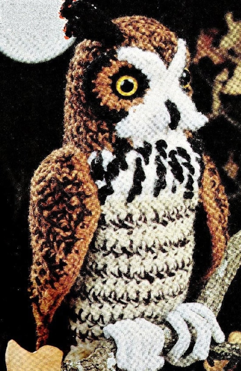 Vintage Crochet Great Horned Owl Pattern PDF Instant Digital Download Amigurumi Plush Stuffed Toy Brown Realistic Owl Bird of Prey afbeelding 7