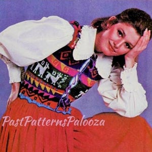 Vintage Knitting Pattern Womens Guatemalan Llama Vest Bohemian Aztec Fair Isle PDF Instant Digital Download Retro Peruvian Vest 5 Ply