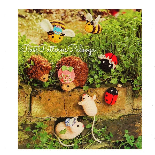 Vintage Knitting Pattern Tiny Garden Meadow Creatures Mamas and Babies Soft Amigurumi Toys PDF Instant Digital Download Mice Bees Hedgehog