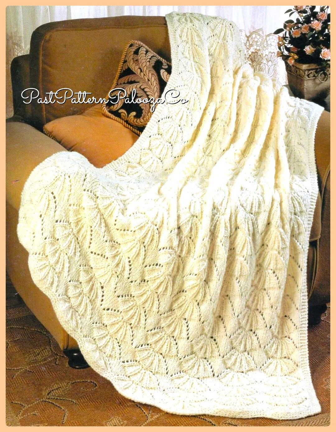 Vintage Knitting Pattern Bear Claw Throw Afghan PDF Instant Digital ...