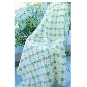 Vintage Crochet Pattern Mini Daisy and Leaf Motif Afghan PDF Instant Digital Download Floral Daisies Blanket 45x60 10 Ply