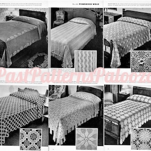 Vintage Bedspread Patterns 12 to Crochet and 2 to Knit in Cotton Thread ...