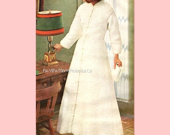 Vintage Crochet Pattern Princess Maxi Evening Coat or Dressy Dressing Robe Long A Line PDF Instant Digital Download Wedding House Gown