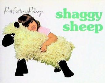 Vintage Sewing Pattern 30" Shaggy Sheep Curly Yarn and Fabric Soft Toy PDF Instant Digital Download Lamb Farm Animal Plushie
