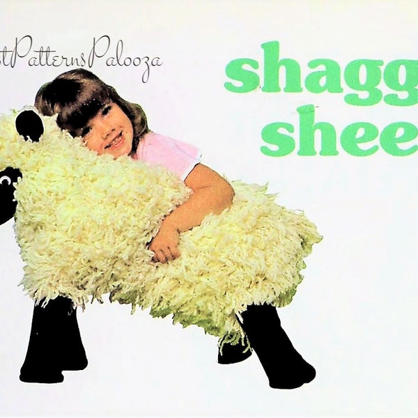 Vintage Sewing Pattern 30" Shaggy Sheep Curly Yarn and Fabric Soft Toy PDF Instant Digital Download Lamb Farm Animal Plushie