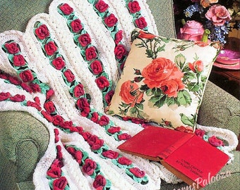 Vintage Crochet Pattern Rose Chains Mile A Minute Afghan PDF Instant Digital Download Pretty Pop Out Roses Throw Lap Blanket 10 Ply