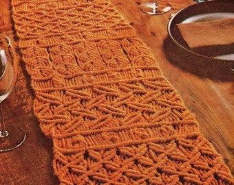 Vintage Macrame Table Runner Pattern PDF Instant Digital Download Contemporary Hippie Table Setting Decor Made with 10 Ply Yarn