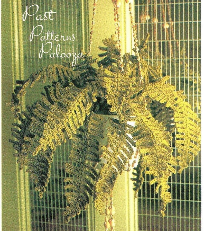 Vintage Crochet Pattern Realistic Potted Fern Plant PDF Instant Digital Download Hanging House Plant 5 Ply image 2