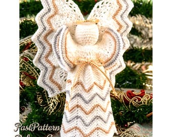Vintage Crochet Pattern 8" Ripple Stitch Angel Doll PDF Instant Digital Download  Standing Heavenly Lace Lady Holiday Table Mantel Decor