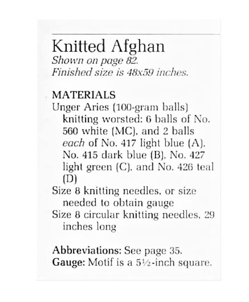 Vintage Knitting Pattern Raised Leaf Squares Motif Afghan PDF Instant Digital Download Pretty Cozy Throw Blanket 48x59 10 Ply image 3