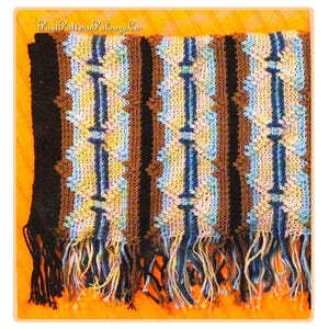 Vintage Crochet Afghan Navajo Indian Diamonds & Stripes Blanket Pattern PDF Instant Digital Download Retro 70s Diamonds Fringe Design