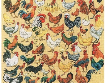 Vintage Cross Stitch Patterns Mini Chickens Motifs PDF Instant Digital Download Embroidery 59 Hen Rooster Farm Fowl Designs A1