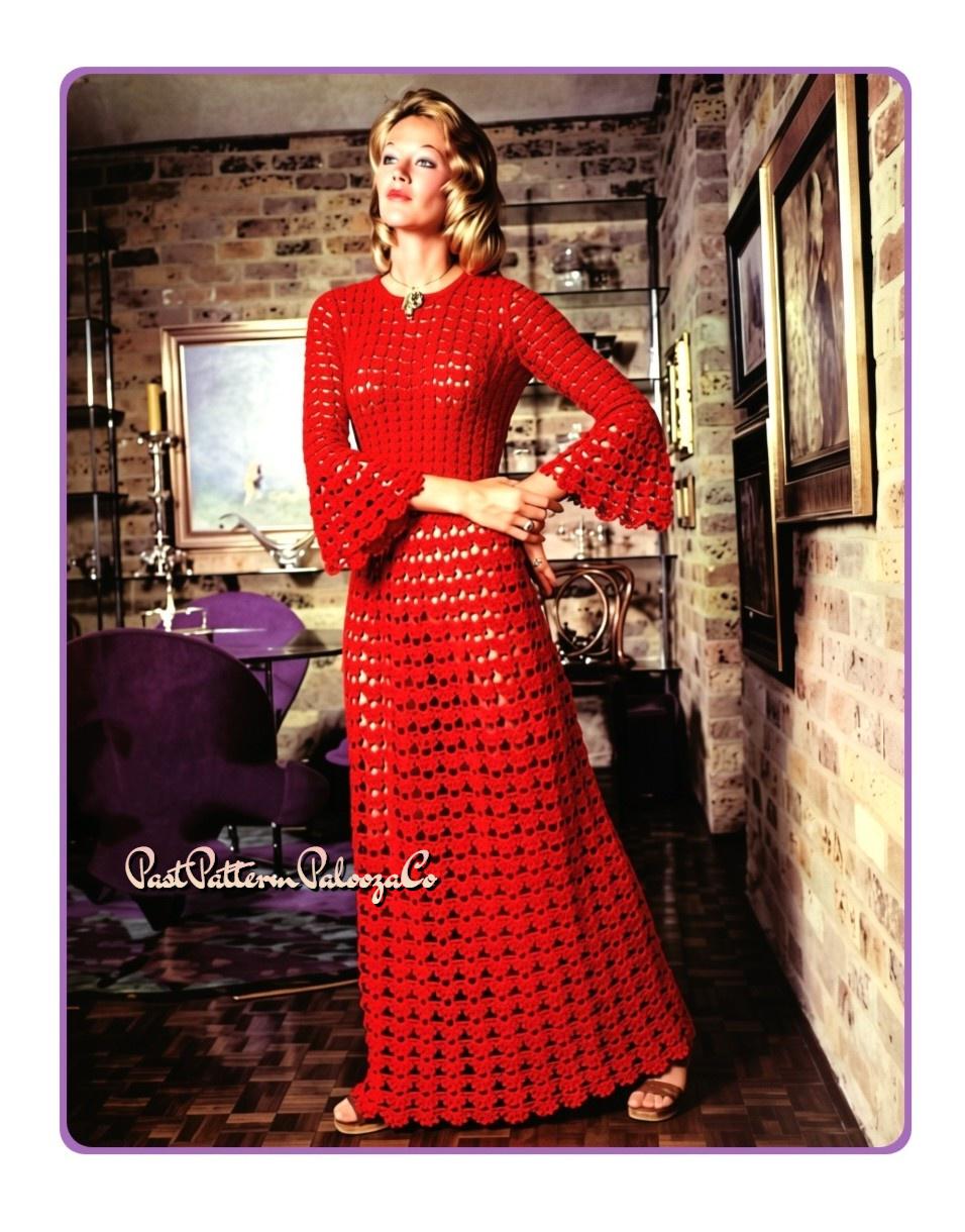 bfdsgwq womens crochet vintage dresses Vintage Crochet Pattern Lacy Tiered Wedding Dress and Bridesmaid Dress PDF Instant Digital Download 4 Ply Cotton 1977