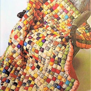 Vintage Sewing Pattern Antique Silk Puff Biscuit Patchwork Quilt PDF Instant Digital Download Puffed Scrappy Fabric Blanket