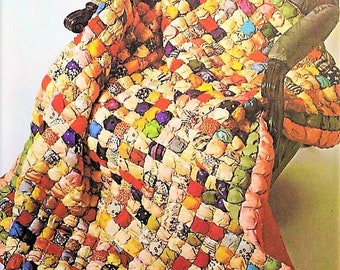 Vintage Sewing Pattern Antique Silk Puff Biscuit Patchwork Quilt PDF Instant Digital Download Puffed Scrappy Fabric Blanket