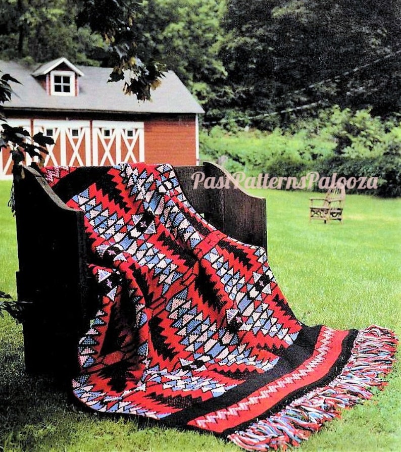 Vintage Crochet Afghan Pattern Native American Indian Throw Blanket PDF ...