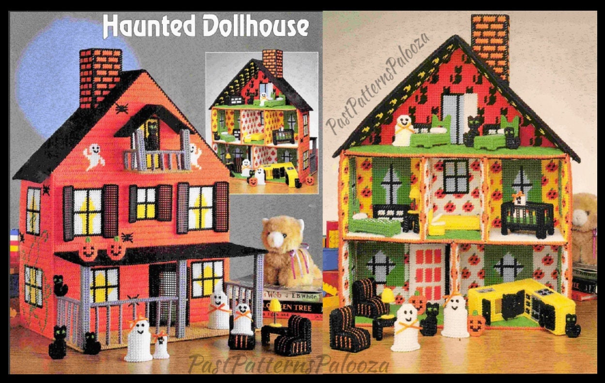 Wood hand painted haunted house, Halloween haunted house, Halloween