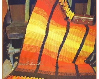 Vintage Crochet Afghan Painted Desert Sunset Blanket Pattern PDF Instant Digital Download Tunisian Stitch Aran 10 Ply