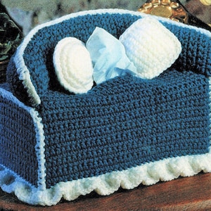 Vintage Crochet Pattern Tissue Box Cover Pattern Sofa Couch PDF Instant Digital Download Novelty Tissue Topper Holder 4-Ply
