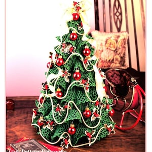 Vintage Crochet Pattern 16" Ruffled Mini Christmas Tree PDF Instant Digital Download Tabletop Tree  Centerpiece Cotton Thread