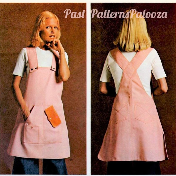 Vintage Sewing Pattern Womens Gardening Coverall Pinafore Apron PDF Instant Digital Download Easy Sew Cleaning BBQ Work Cotton One Size