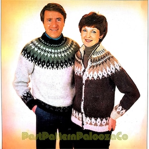 Vintage Knitting Pattern Classic Viking Sweaters Nordic Icelandic Lopi Wool Pullover & Cardigan PDF Instant Digital Download His Hers