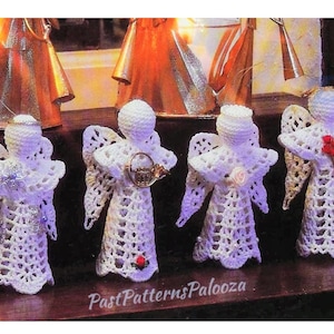 Vintage Thread Crochet Pattern 4" Standing Lace Christmas Angel Ornaments or Decor Pieces PDF Instant Digital Download