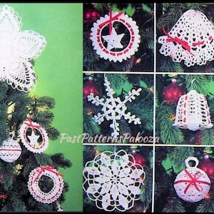 Vintage Thread Crochet Pattern 9 Classic Victorian Lace Christmas Ornaments and Pineapple Star Tree Topper PDF Instant Digital Download
