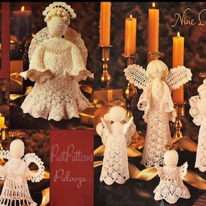 Vintage Crochet Patterns Cotton Thread 9 Lace Victorian Christmas Angel Ornaments Centerpieces Tree Topper PDF Instant Digital Download