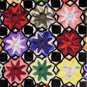 Vintage Crochet Pattern Gothic Flower Bed Afghan PDF Instant Digital Download Pretty Floral Motif Blanket Black Background 63x77 10 Ply afbeelding 2