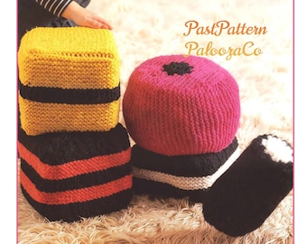 Vintage Knitting Pattern Liquorice Licorice Allsorts Play Pillows Candy Cushions PDF Instant Digital Download Retro Novelty Toys 12 Ply