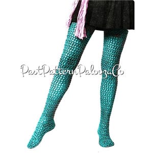 Vintage Crochet Pattern Womens Pretty Mesh Net Long Stockings Tights and Tassel Socks PDF Instant Digital Download Retro Hosiery 10 Ply