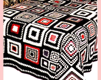 Vintage Crochet Pattern Retro Granny Square Afghan Dream of a Bedspread PDF Instant Digital Download Big and Little Grannies Groovy Blanket