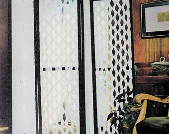 Vintage Macrame Pattern Open Diamond Panels Room Divider Screen PDF Instant Digital Download Large Folding Standalone Divider