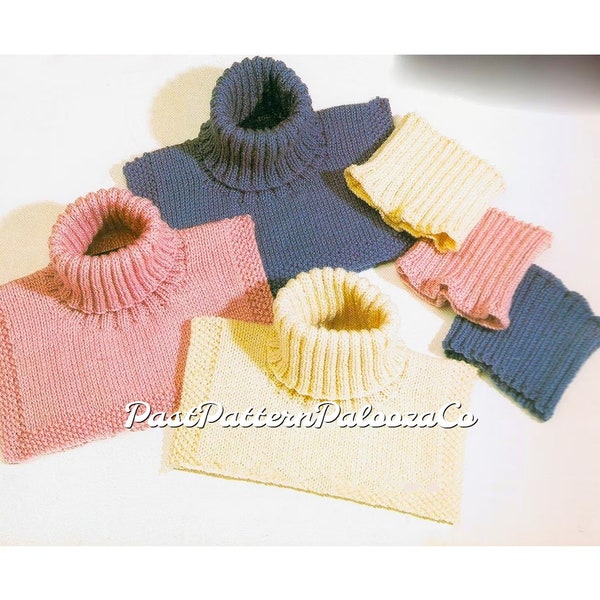 Vintage Knitting Pattern Family Neckwarmers Turtleneck Dickies and Headbands PDF Instant Digital Download Retro Eighties Easy Knit 10 Ply