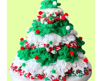 Vintage Crochet Pattern 12" Mini Snowy Christmas Tree Centerpiece PDF Instant Digital Download Table Top Holiday Decor Design no. 2 B2