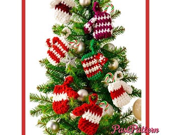 Vintage Crochet Pattern Mini Christmas Mittens Ornaments  Miniature Mitts PDF Instant Digital Download Quick Easy