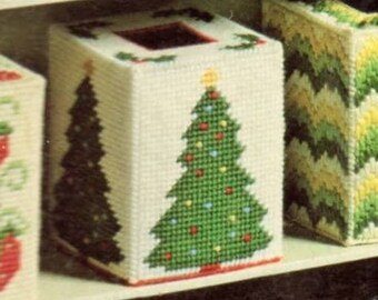 Christmas Plastic Canvas Tissue Box Cover Pattern - Etsy