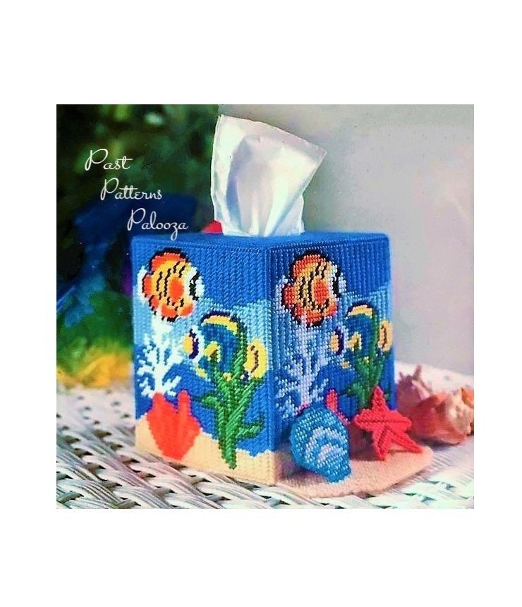 Plastic Canvas Flower Tissue Box Covers Vintage Flower Patterns PDF Plastic  Canvas Pattern 7 Mesh Pattern 