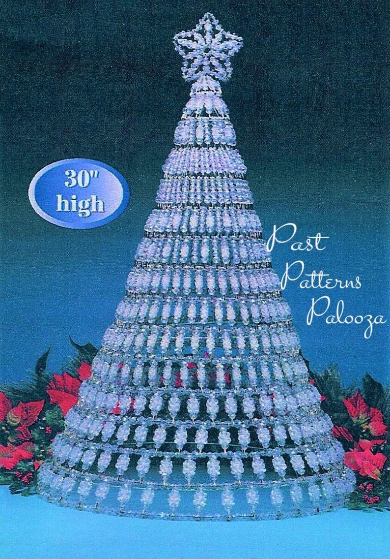 Vintage Christmas Beading Pattern Large 30" Crystal Safety Pin Christmas Tree PDF Instant Digital Download Holiday Centerpiece Bead Craft image 2