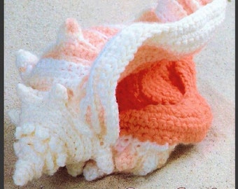 Vintage Crochet Pattern 10" Queen Conch Shell PDF Instant Digital Download Sea Shell Seashell Sea Life Amigurumi Soft Toy 4 Ply