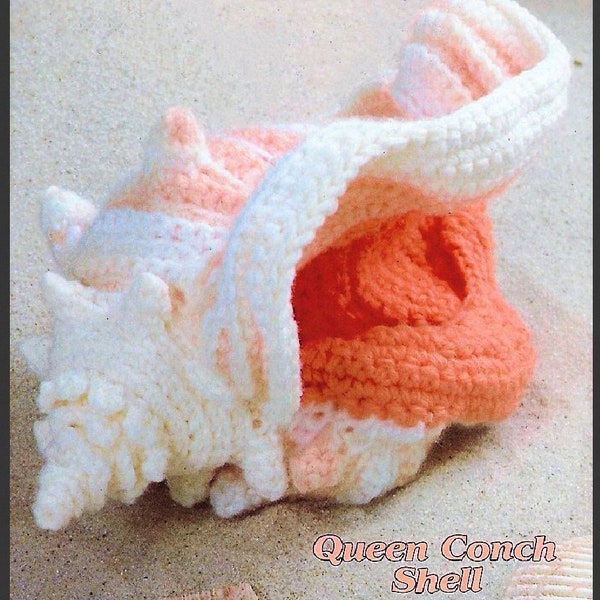 Vintage Crochet Pattern 10" Queen Conch Shell PDF Instant Digital Download Sea Shell Seashell Sea Life Amigurumi Soft Toy 4 Ply