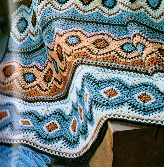 Vintage Crochet Navajo Afghan Pattern PDF Instant Digital Download