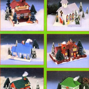 Vintage Plastic Canvas Patterns Christmas Village No. 3 PDF Instant Digital Download Holiday Houses Town Display Centerpiece 7 Mesh 10 Ply image 2