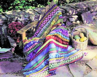 Vintage Crochet Pattern Striped Odyssey Banded Afghan Blanket PDF Instant Digital Download Scrap Yarn Throw 29 Patterned Stripes 10 Ply