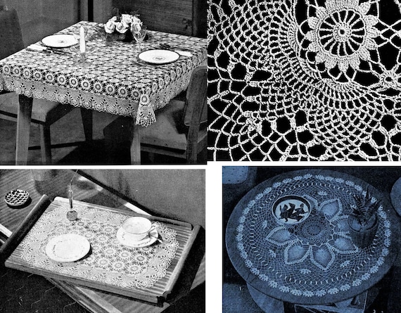 3 Vintage Crochet Books Edgings Tablecloths Doilies Complete